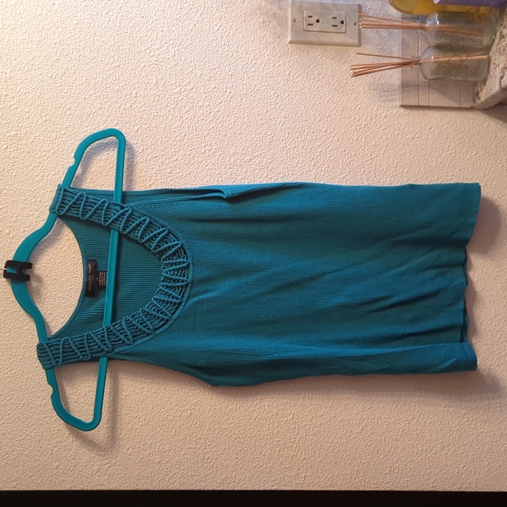 Teal knit shell August Silk Knits size L